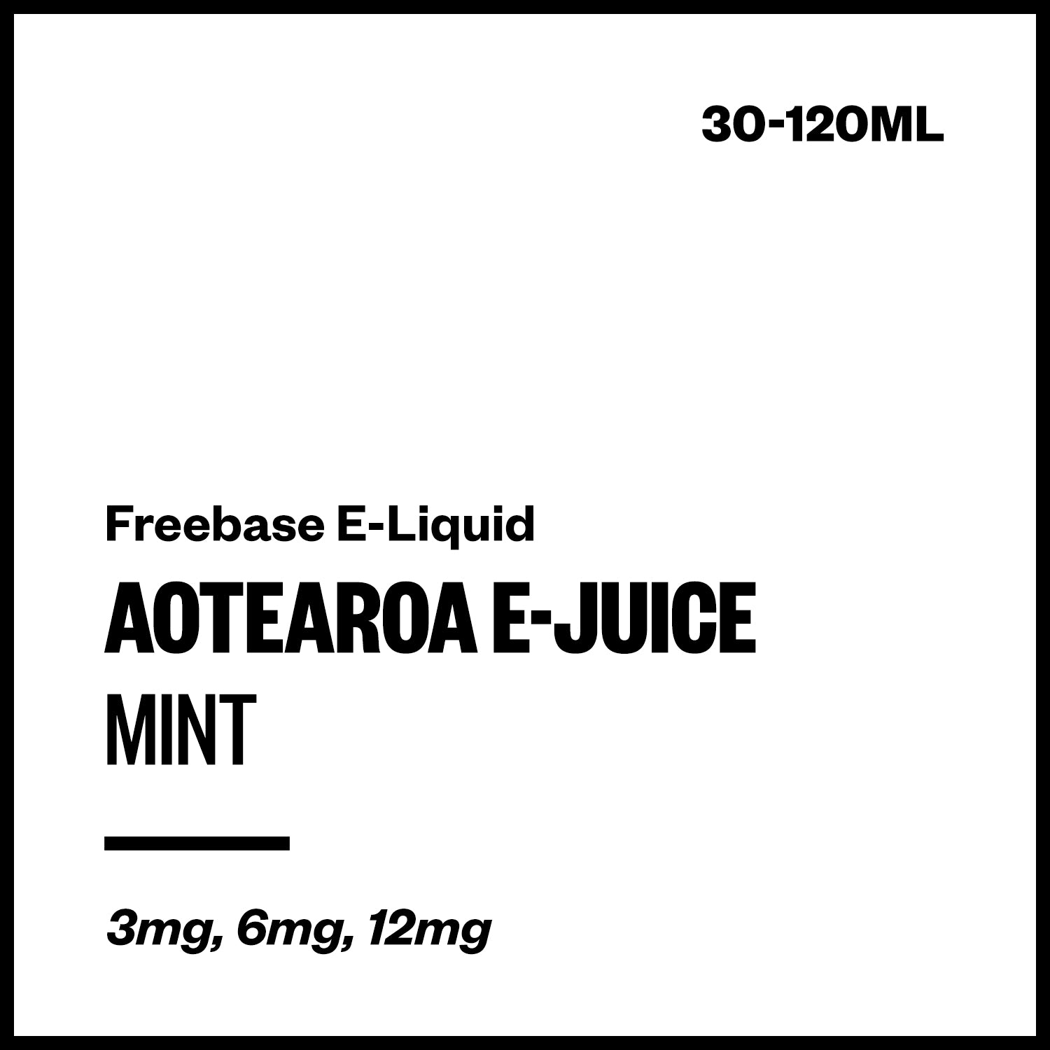 aej-mint-freebase-with-nicotine.jpg Aotearoa E-Juice - Mint (Freebase E-Liquid) - 30ml / 12mg/mL Nicotine Content - Image 1