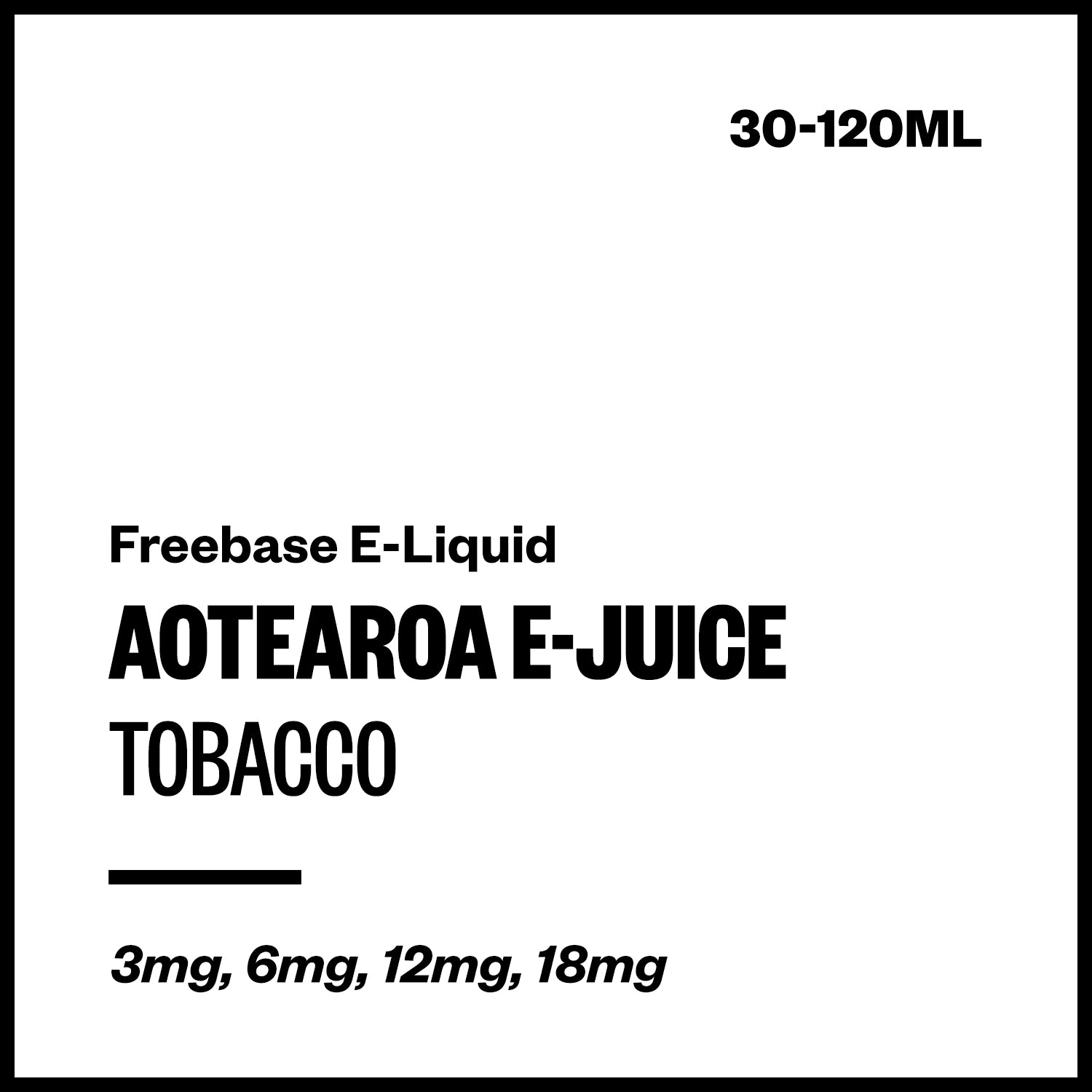 aej-tobacco-freebase-with-nicotine.jpg Aotearoa E-Juice - Tobacco (Freebase E-Liquid) - 30ml / 12mg - Image 1